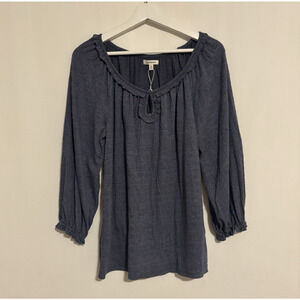 Max Studio Womens Blouse Top Small Blue Aline Stretch New